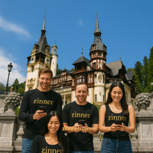 Zinn Hub Digital Nomads Using Mobile Phone In Bucharest With Fast Internet