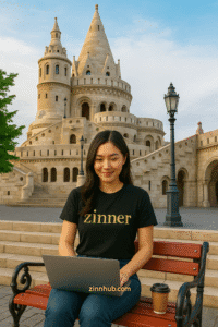 Remote Worker At Zinn Hub Working As A Digital Nomad In Budapest, Hungary