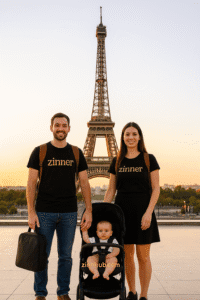 Uk Freelancer Zinners With Baby Working Remotely In Paris