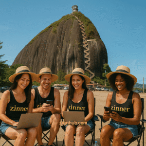 Zinners Working Remotely At El Peñón De Guatapé, Medellin Columbia
