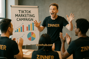 Adhd Freelancer Zinner Working Enthusiastically On A Tik Tok Campaign