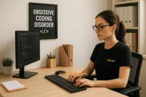Ocd Freelancer Coding In A Clean Office.