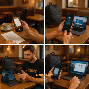 Smartphone Used As A Document Scanner, Wifi Hotspot, And As A Mouse.