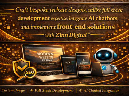bespoke website designs, full stack dev expertise, integrate AI chatbots, front-end solutions