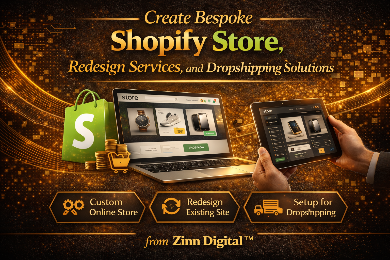 Create Bespoke Shopify Store, Redesign Services, And Dropshipping Solutions 1 Zinn Digital Will Create Bespoke Shopify Store, Redesign Services, And Dropshipping Solutions