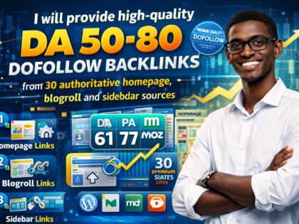 High-Quality Da 50-80 Dofollow Backlinks From 30 Authoritative Homepage 3 I Will Provide High-Quality Da 50-80 Dofollow Backlinks From 30 Authoritative Homepage, Blogroll And Sidebar Sources