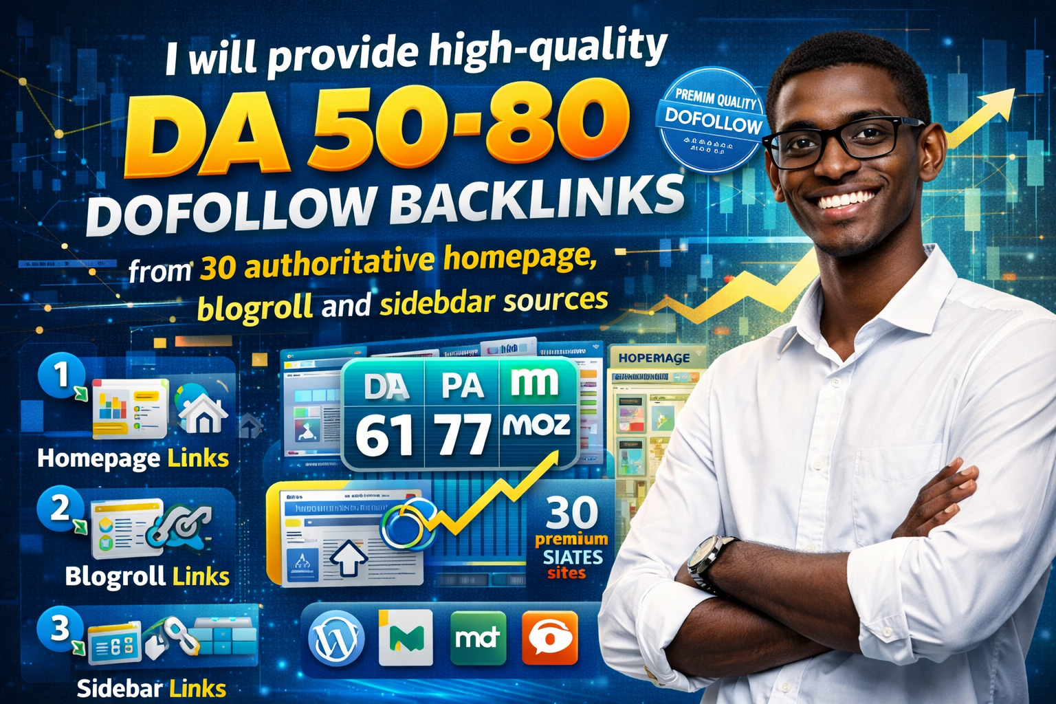 High-Quality Da 50-80 Dofollow Backlinks From 30 Authoritative Homepage 1 I Will Provide High-Quality Da 50-80 Dofollow Backlinks From 30 Authoritative Homepage, Blogroll And Sidebar Sources