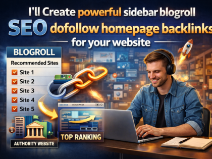 I'll Create powerful sidebar blogroll SEO dofollow homepage backlinks for your website