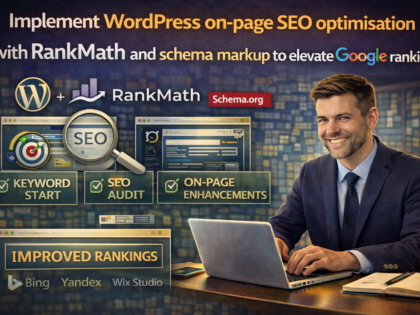 Implement WordPress on-page SEO optimisation with RankMath and schema markup to elevate Google rankings