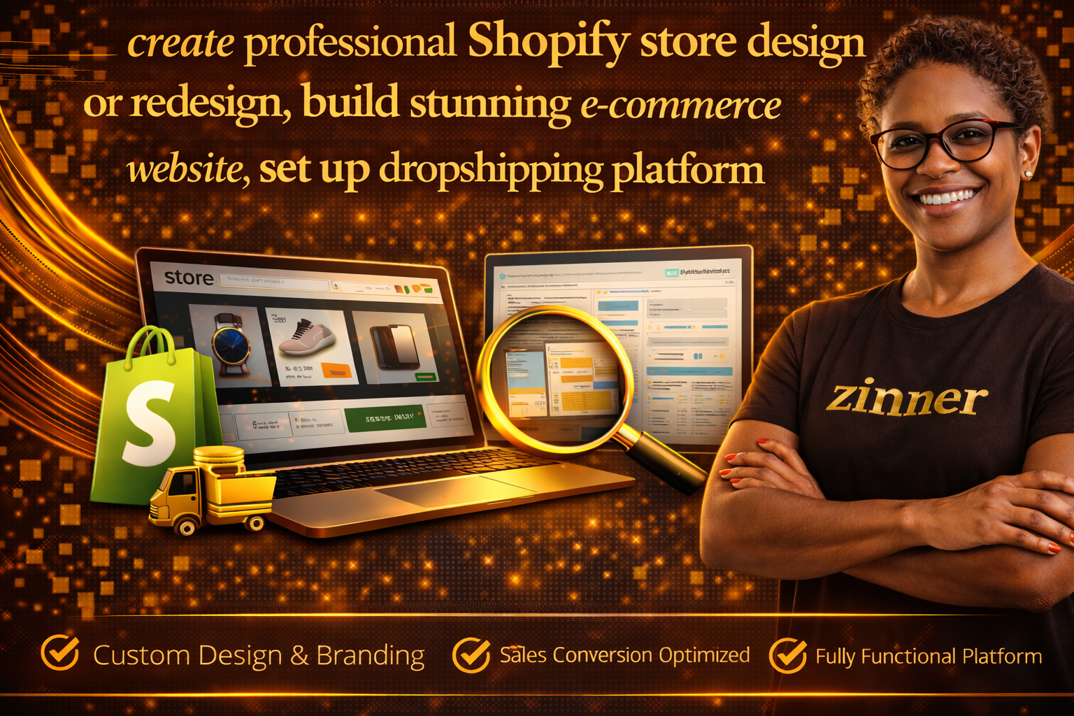 Create Proshopify Store Design Or Redesign, Build E-Commerce Website, Set Up Dropshipping 1 Create Professional Shopify Store Design Or Redesign, Build Stunning E-Commerce Website, Set Up Dropshipping Platform By Zinn Digital