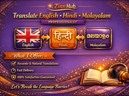 Translate English Hindi Malayalam Professionally 2 Translate English Hindi Malayalam Professionally