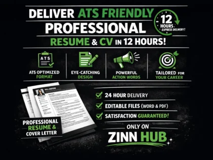deliver ats friendly professional resume and CV in 12 hours