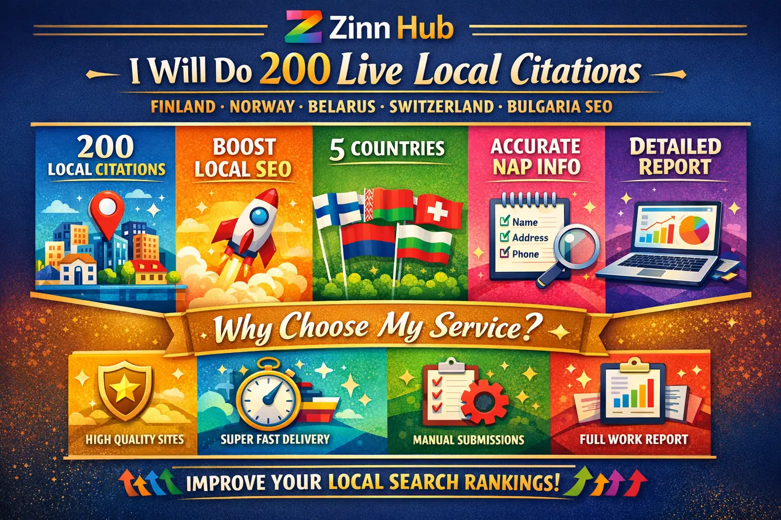 Do 200 Live Local Citations Finland, Norway, Belarus Switzerland, Bulgaria Seo 1 Do 200 Live Local Citations Finland