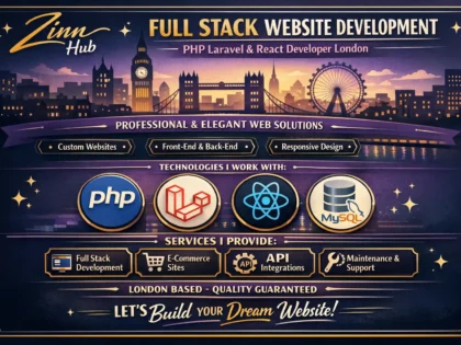 Full stack website development - PHP Laravel React developer London
