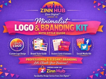 Create minimalist business logo design and branding kit with style guide