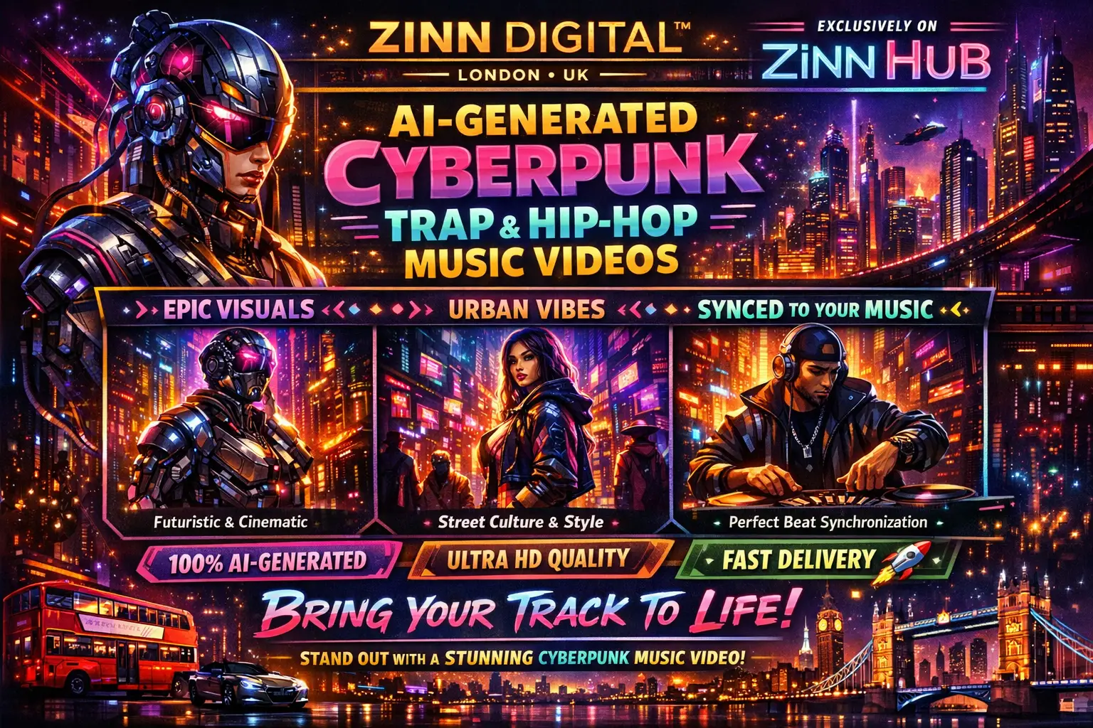 Create An Ai Generated Cyberpunk, Trap, Hiphop Music Video 1 Create An Ai Generated Cyberpunk