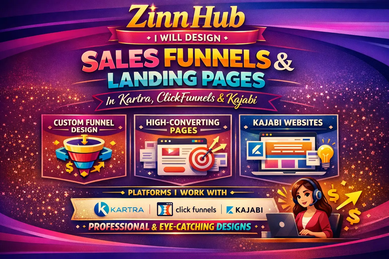 Design Sales Funnels, Landing Pages In Kartra And Clickfunnels, Kajabi Wesbites 1 Design Sales Funnels