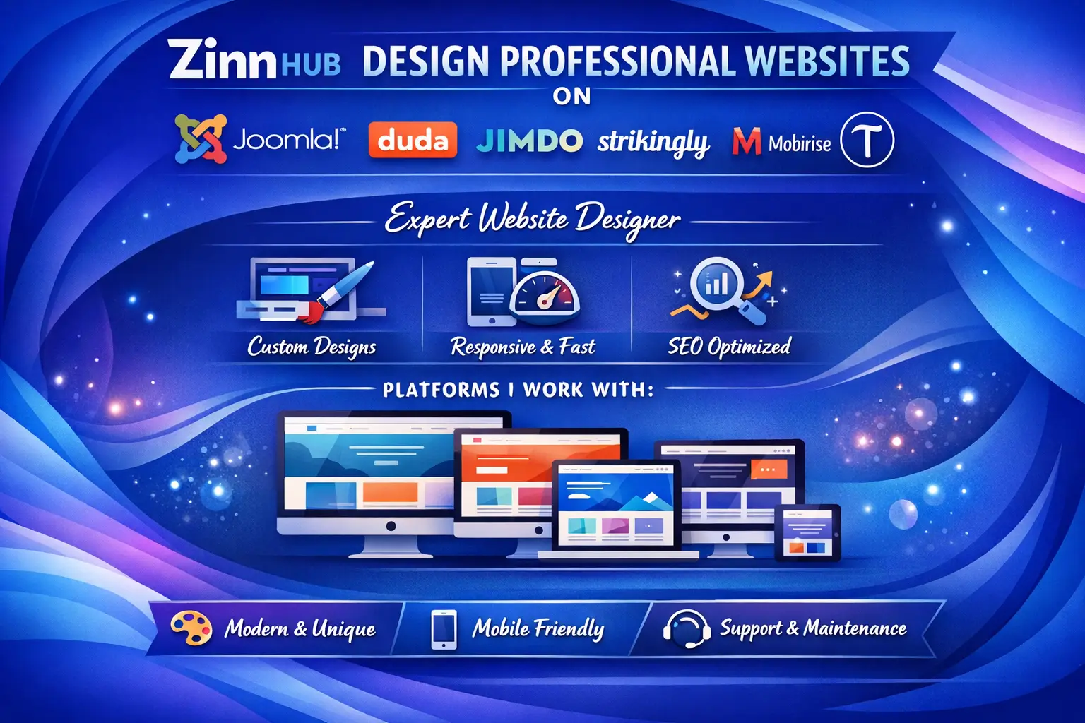 Design Professional Website On Joomla, Duda, Jimdo, Strikingly, Mobirise, Tilda 1 Design Professional Website On Joomla