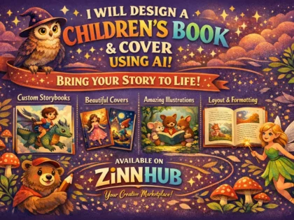 design a children book and cover using ai