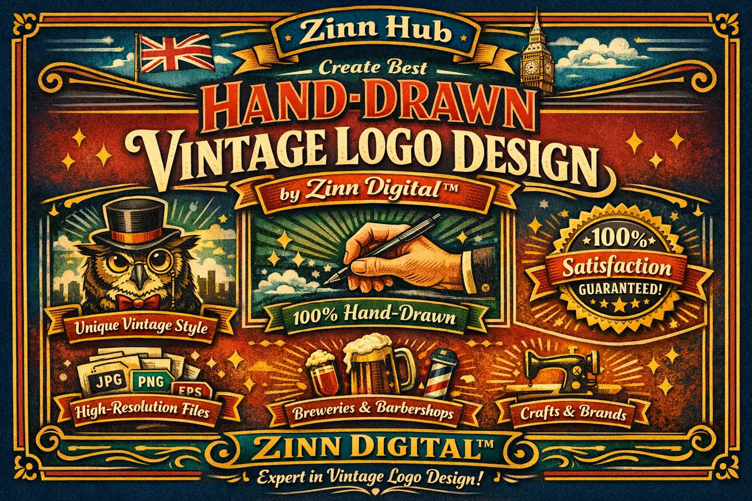 Create Best Hand-Drawn Vintage Logo Design By Zinn Digital ™ 1 Create Best Hand-Drawn Vintage Logo Design By Zinn Digital ™