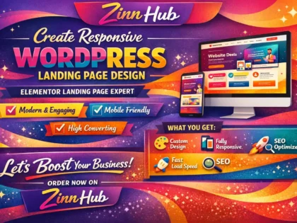 create responsive wordpress landing page design, elementor landing page