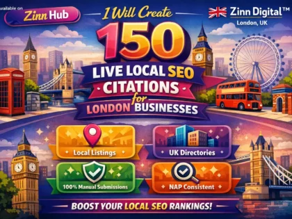 Create 150 live local SEO citations for London businesses