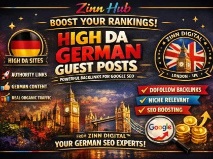 Create high DA German guest post backlinks for improved Google rankings with Zinn Digital ™