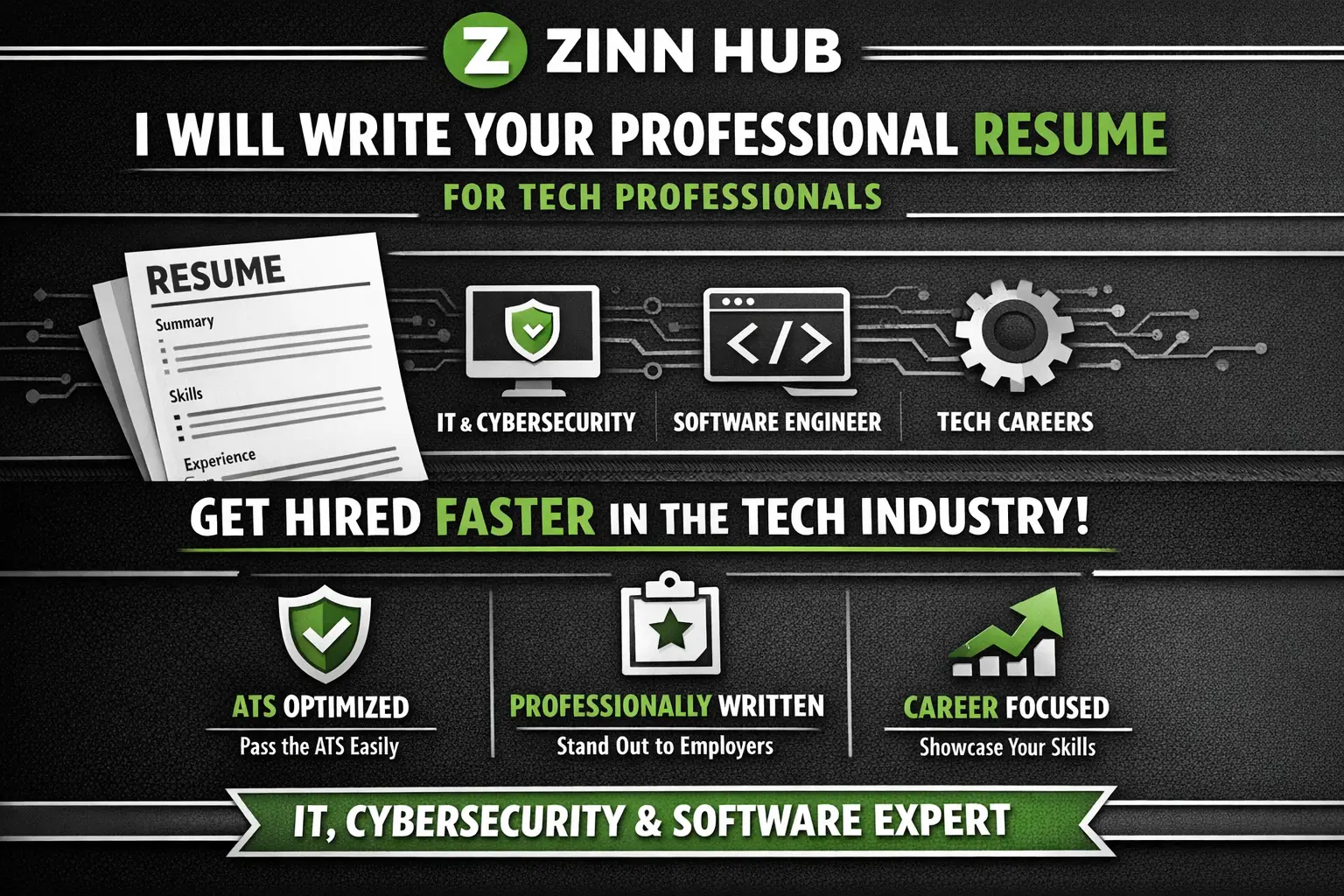 Write Your Professional Resume For It, Cybersecurity, Software Engineer And Tech 1 Write Your Professional Resume For It