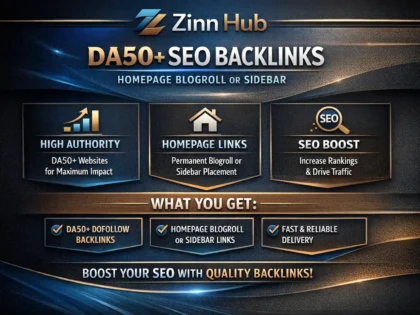 create da50 plus SEO backlinks homepage blogroll or sidebar