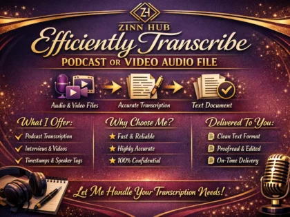 efficiently transcribe podcast of video or audio file