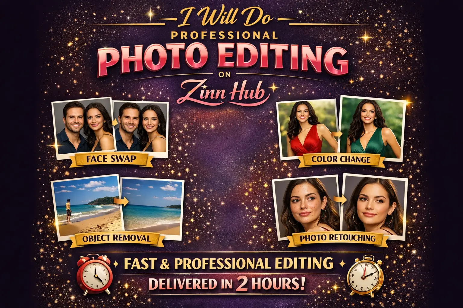 Do Photoshop Work, Photo Editing, Face Swap, Color Change And Object Removal 2H 1 Do Photoshop Work