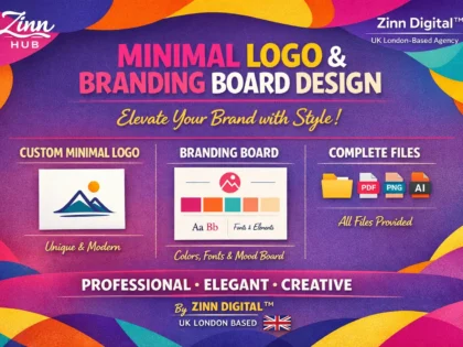 Create a minimal logo and branding board with Zinn Digital ™