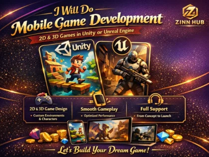 do mobile game development for 2d and 3d games in unity or unreal engine
