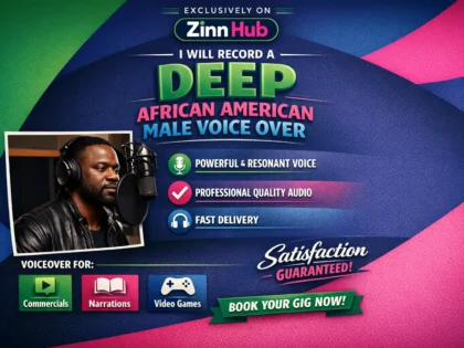 record a deep african american male voice over
