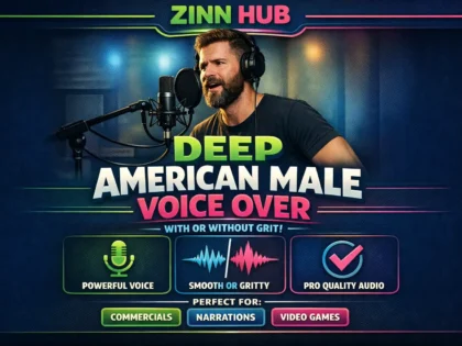 record a deep american male voice over with or without grit