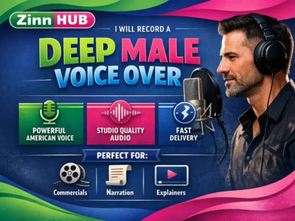 record a deep professional american male voice over