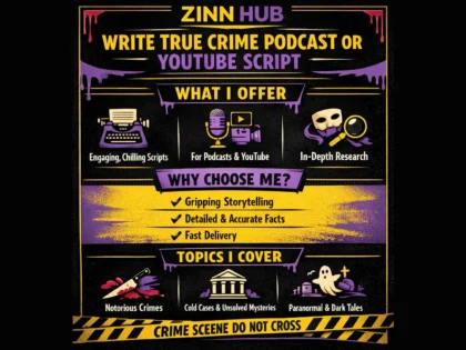Write True Crime Podcast Or Youtube Script