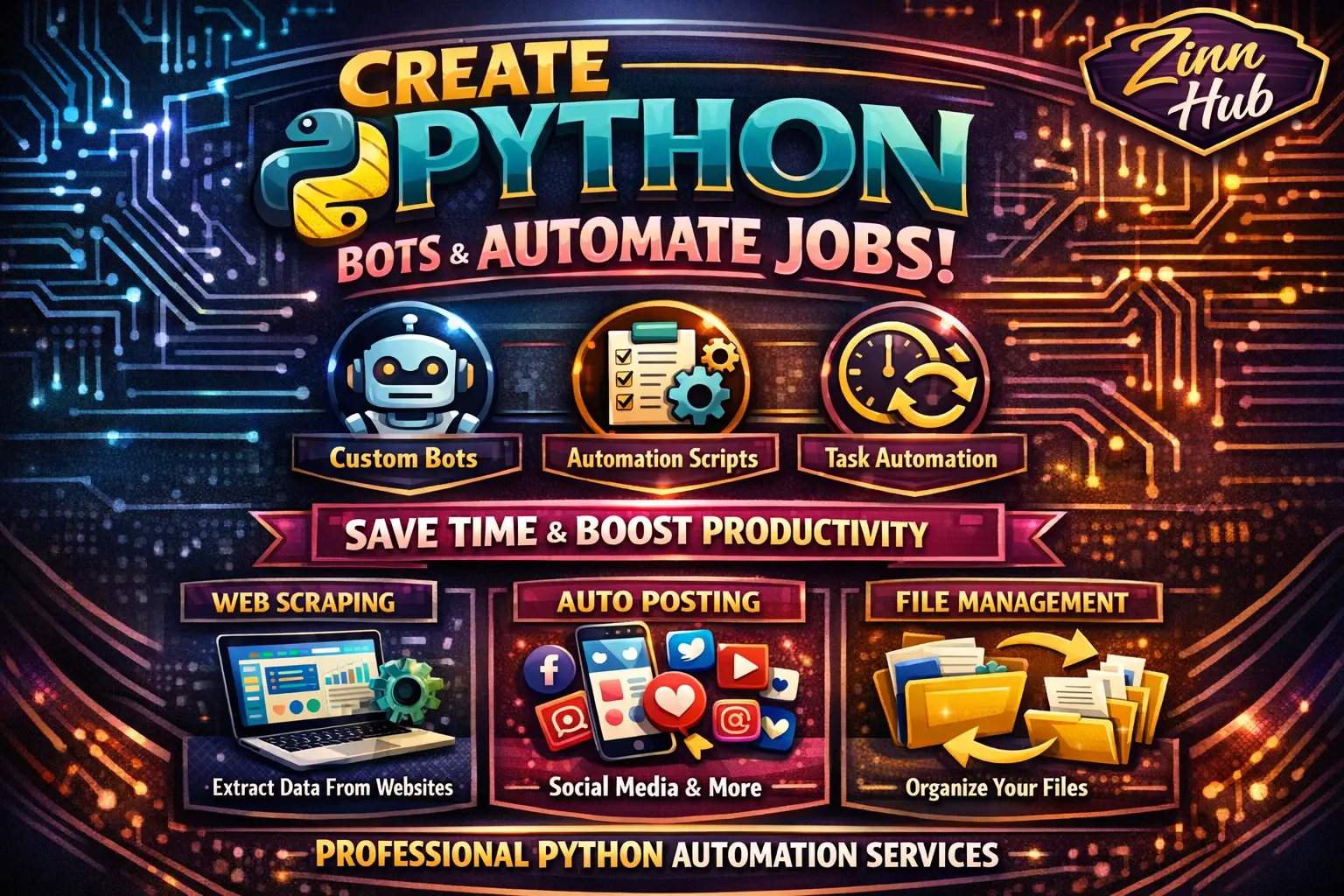 Create Python Bots, Scripts,Automate Jobs 1 Create Python Bots