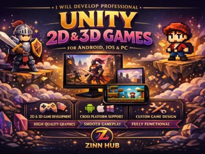develop professional unity 2d and 3d games for android ios and PC