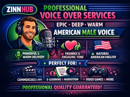 record an epic deep or warm friendly american english male voice over