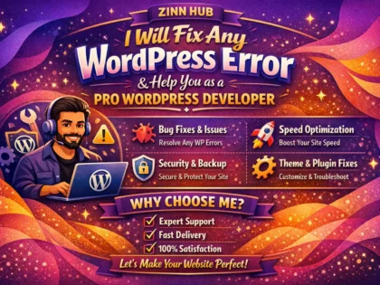 Fix Any Wordpress Error And Help You As A Pro Wordpress Developer