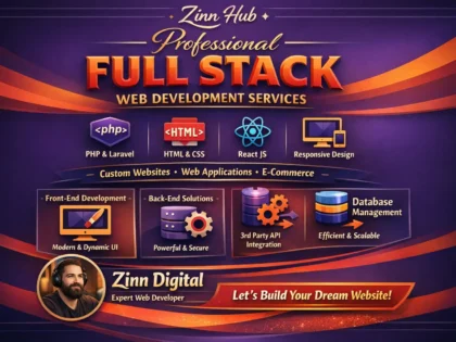 Professional Full Stack Web Development Services - PHP Laravel HTML CSS React by Zinn Digital ™