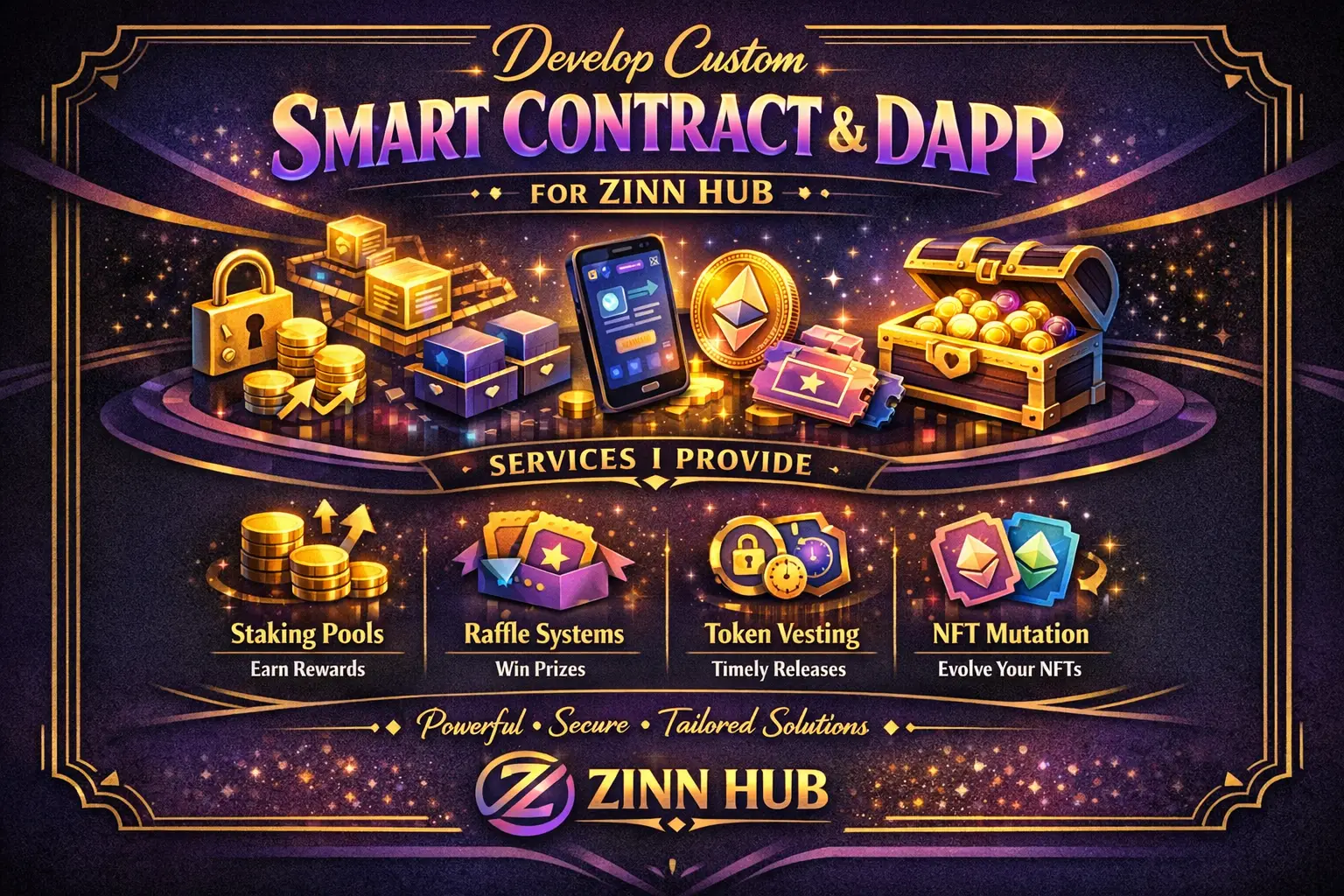 Develop Custom Smart Contract And Dapp For Staking, Raffles, Vesting, Mutation 1 Develop Custom Smart Contract And Dapp For Staking