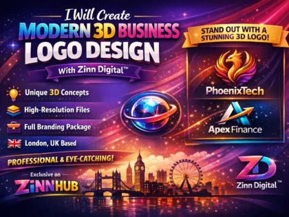 Create modern professional 3D business logo designs with Zinn Digital ™