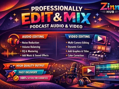 professionally edit and mix podcast audio and video editing