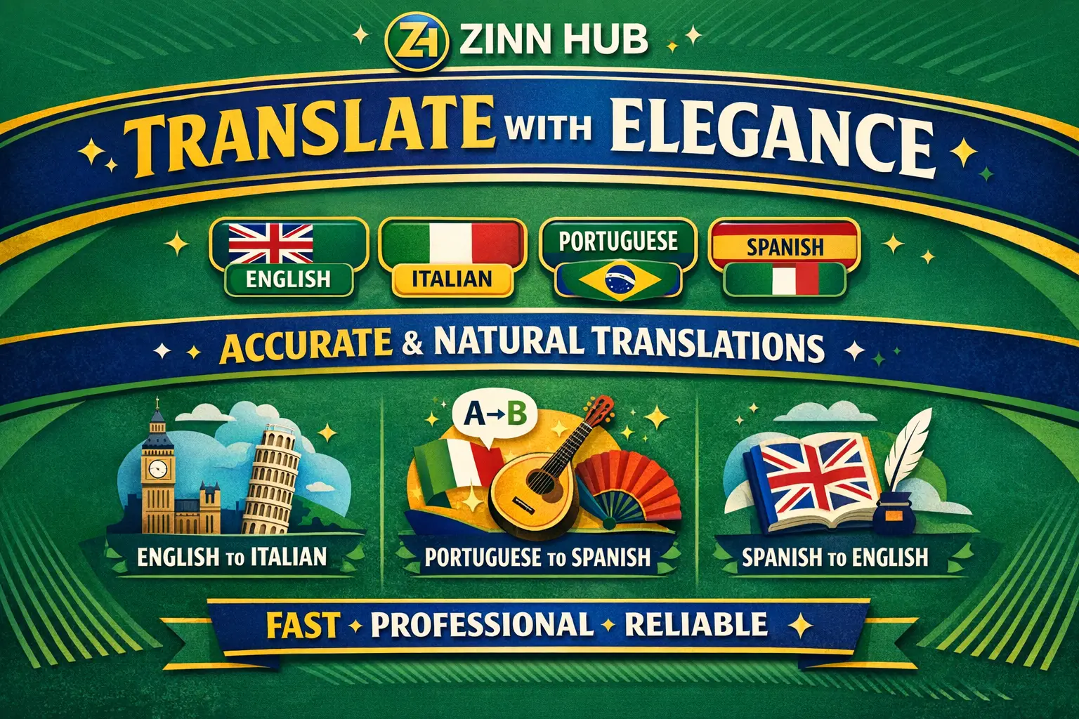 Translate English, Italian, Portuguese And Spanish 1 Translate English