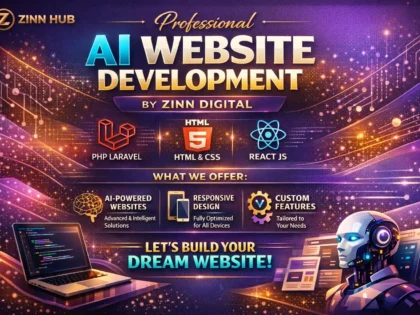 Professional AI website development using PHP Laravel HTML React by Zinn Digital ™