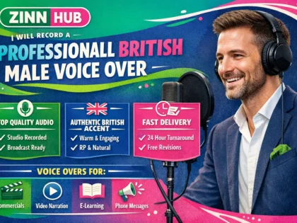 record a professional british male voice over