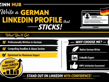 write a german linkedin profile that sticks