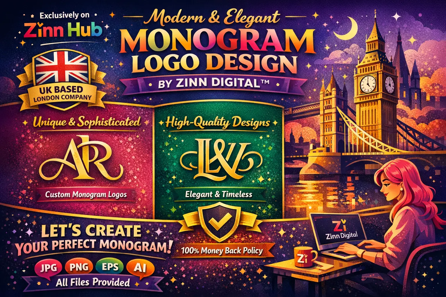 Modern And Elegant Monogram Logo Design By Zinn Digital ™ 1 Modern And Elegant Monogram Logo Design By Zinn Digital ™